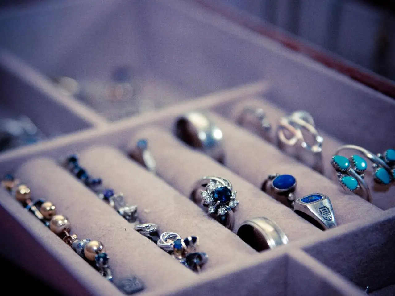 In this image there are jewelries and rings.